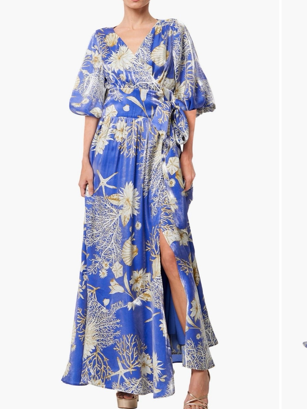 NWT Ciebon Blue Floral Wrap Maxi Dress - Picture 4 of 8